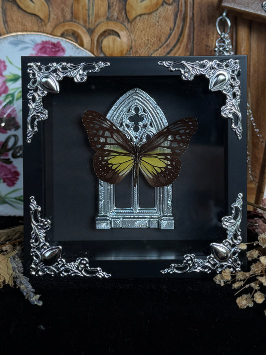 FLUTTERBY ARCH - Yellow Butterfly on Silver Arch Frame