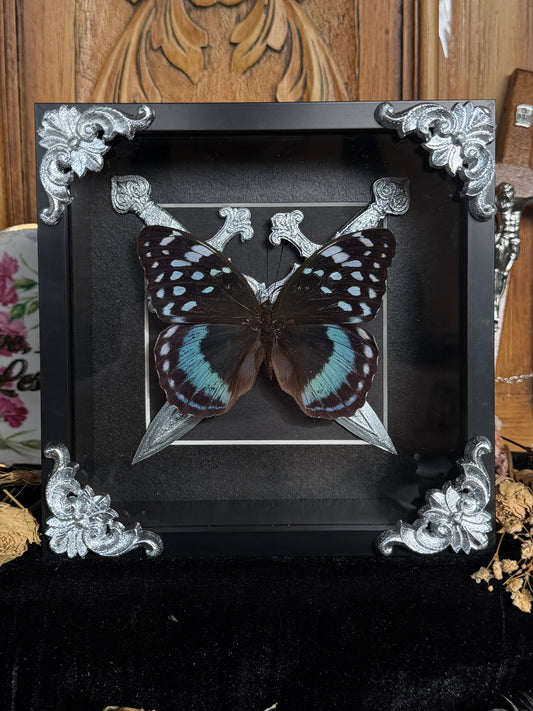 BLUE KNIGHT - Blue Butterfly Frame with Swords