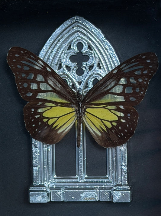 FLUTTERBY ARCH - Yellow Butterfly on Silver Arch Frame
