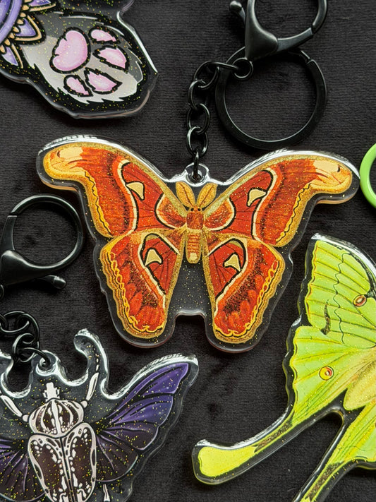ATTICUS ATLAS MOTH - Drop Dead Gorgeous Sparkle Keychain