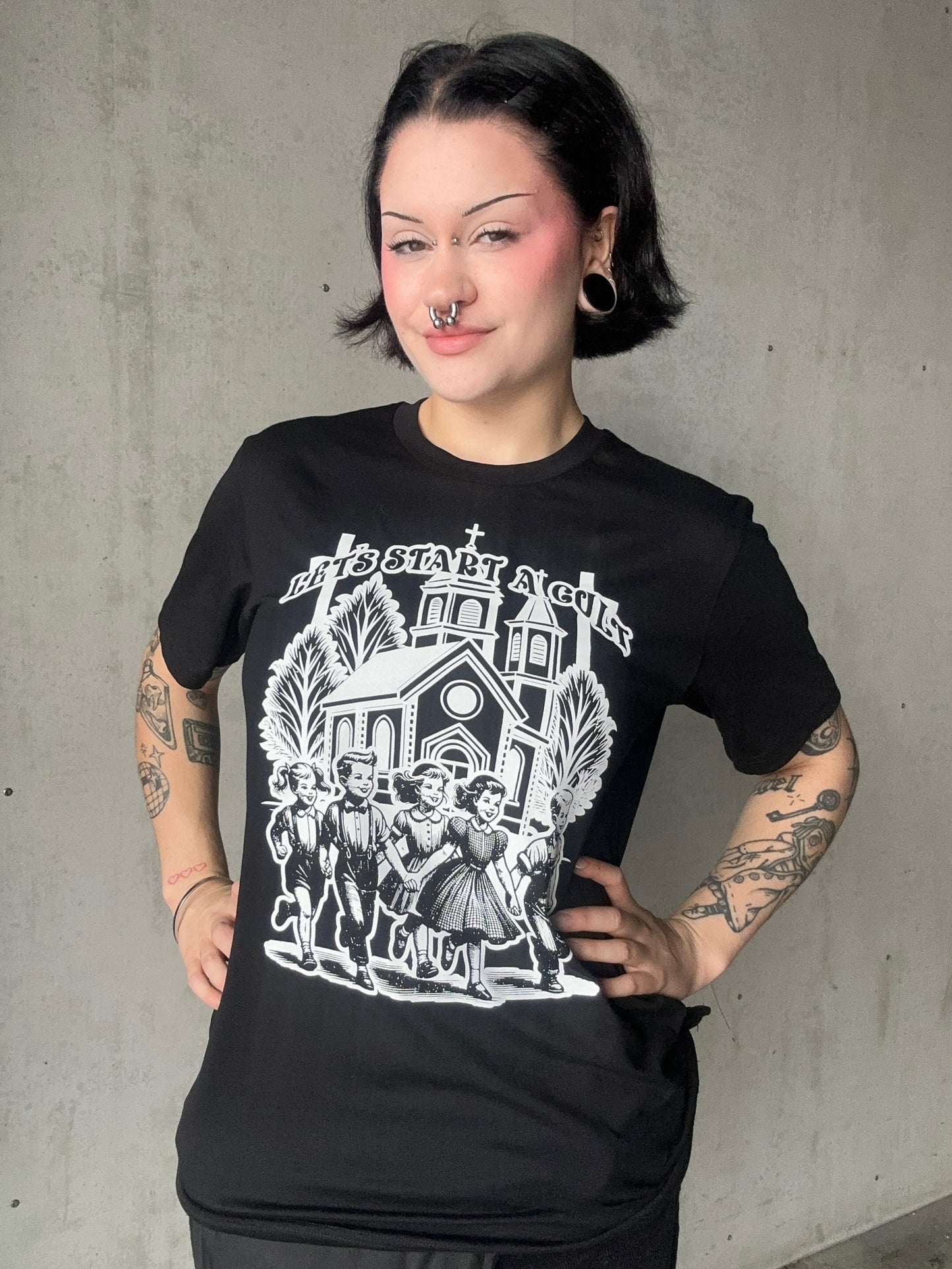 LETS START A CULT -  Church Fundraiser T-Shirt