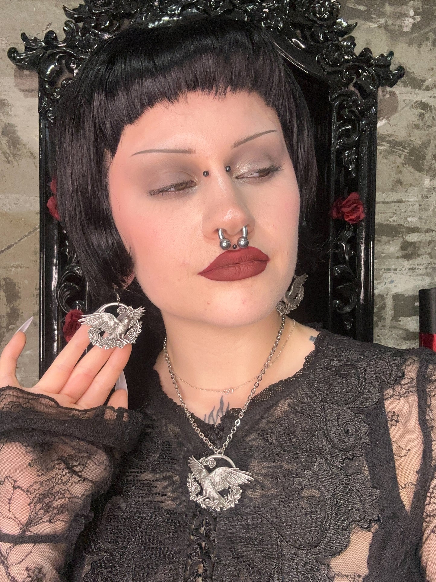A MURDER IN THE ROSES -  Mother of Hades NIGHT GARDEN Earrings