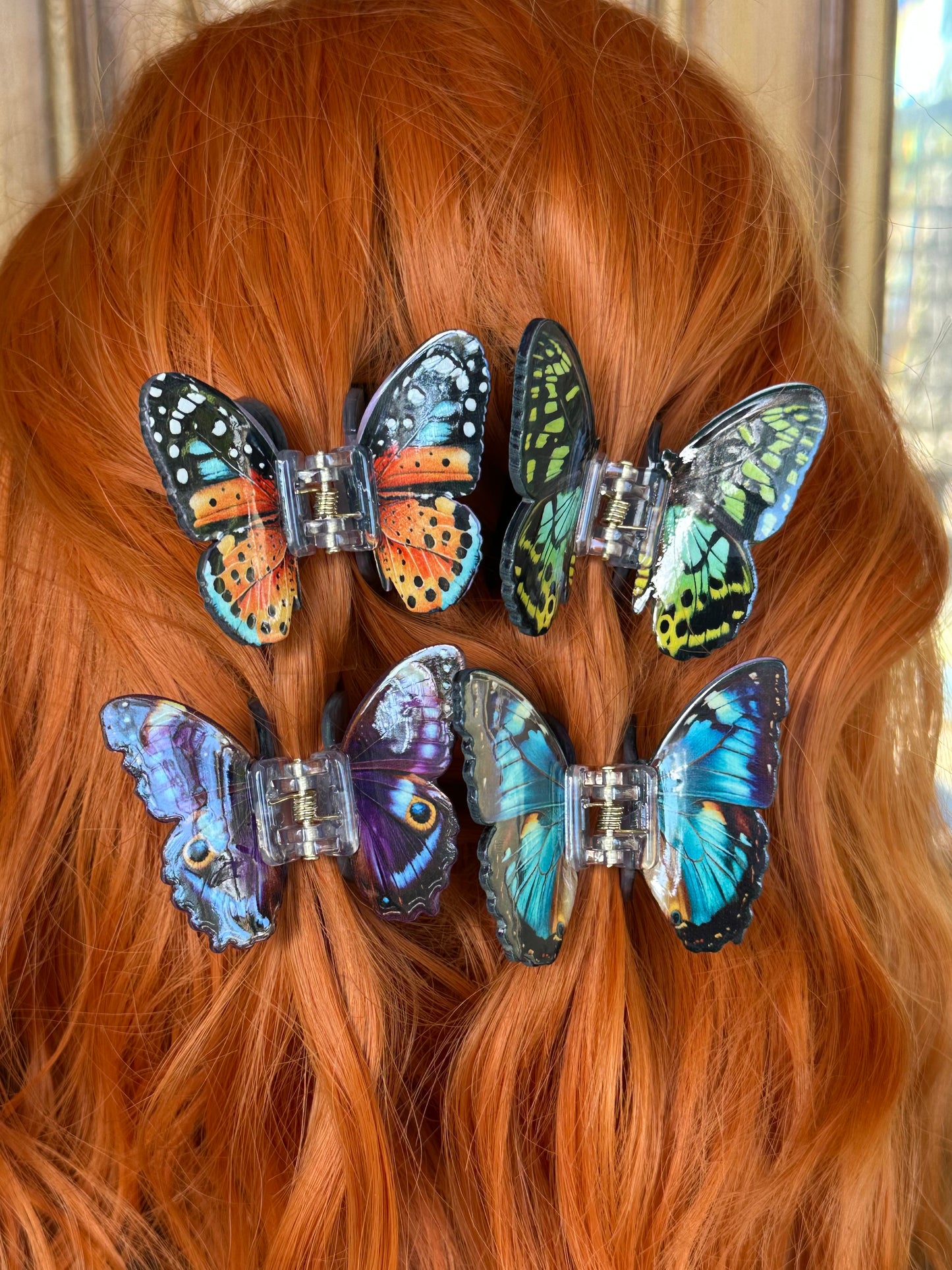 SAPPHIRE BLUE - Twin Butterfly Hair Clip Set