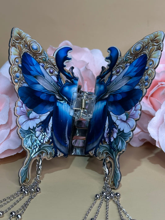 BEETLE BOY - Insect hair clasp with chain