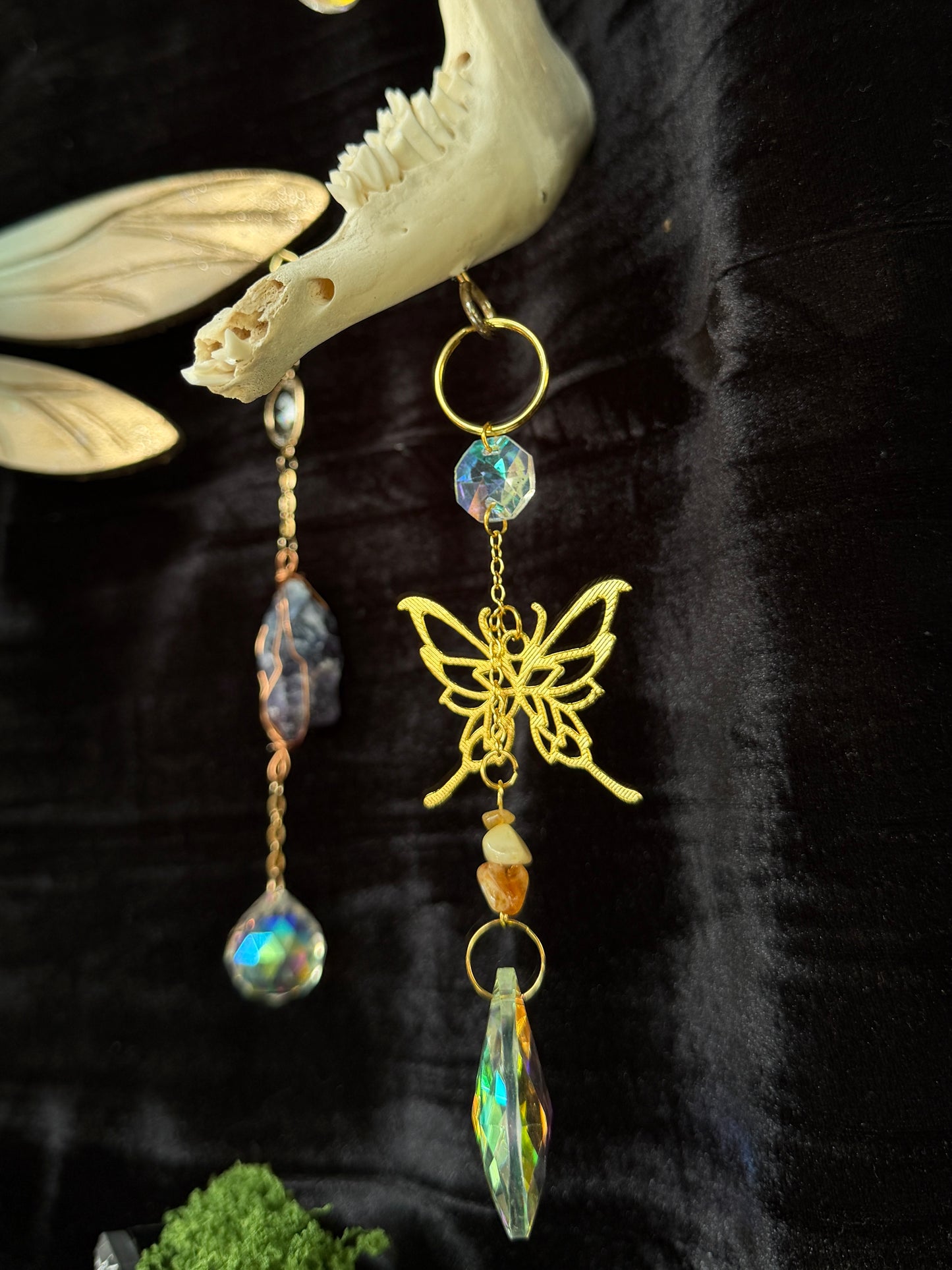 SHEEP MANDIBLE SUN CATCHER - With Citrine Moon