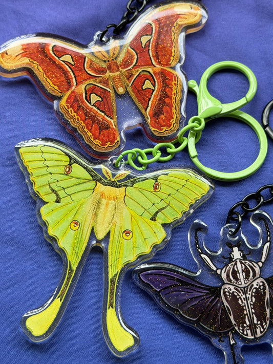 CHINESE LUNA MOTH - Drop Dead Gorgeous Sparkle Keychain