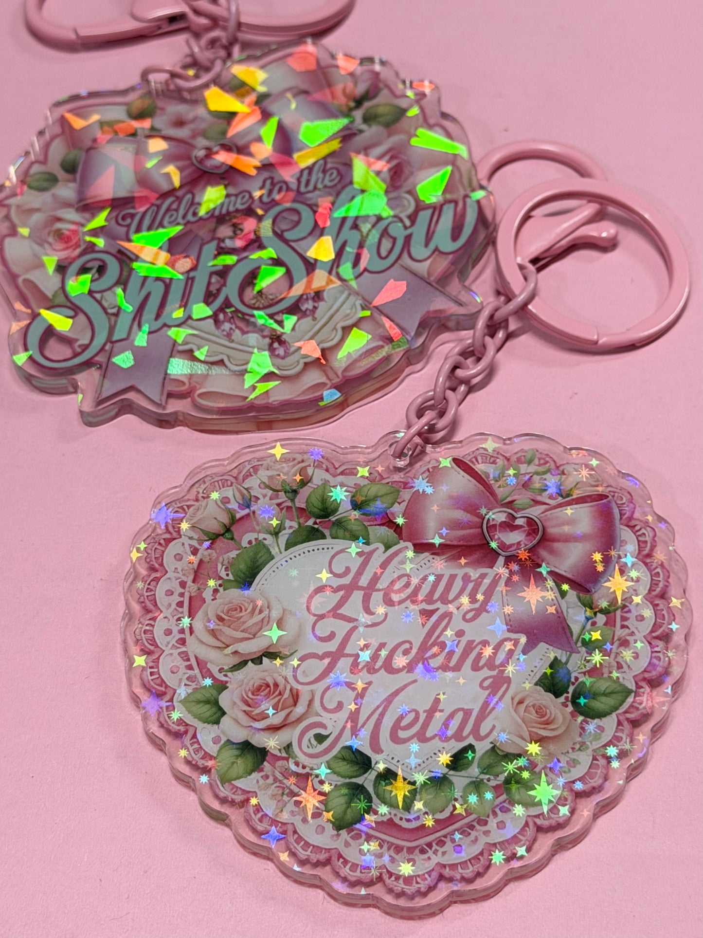 HEAVY FUCKING METAL - Drop Dead Gorgeous Iridescent Keychain