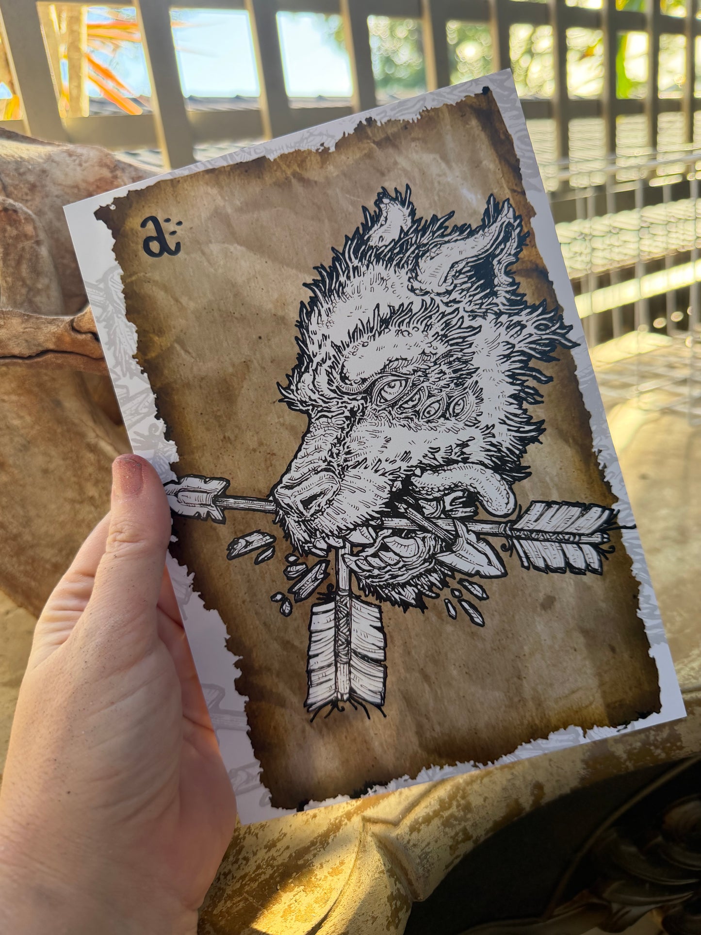 WOLF AND ARROW - Benny Apples a5 art print