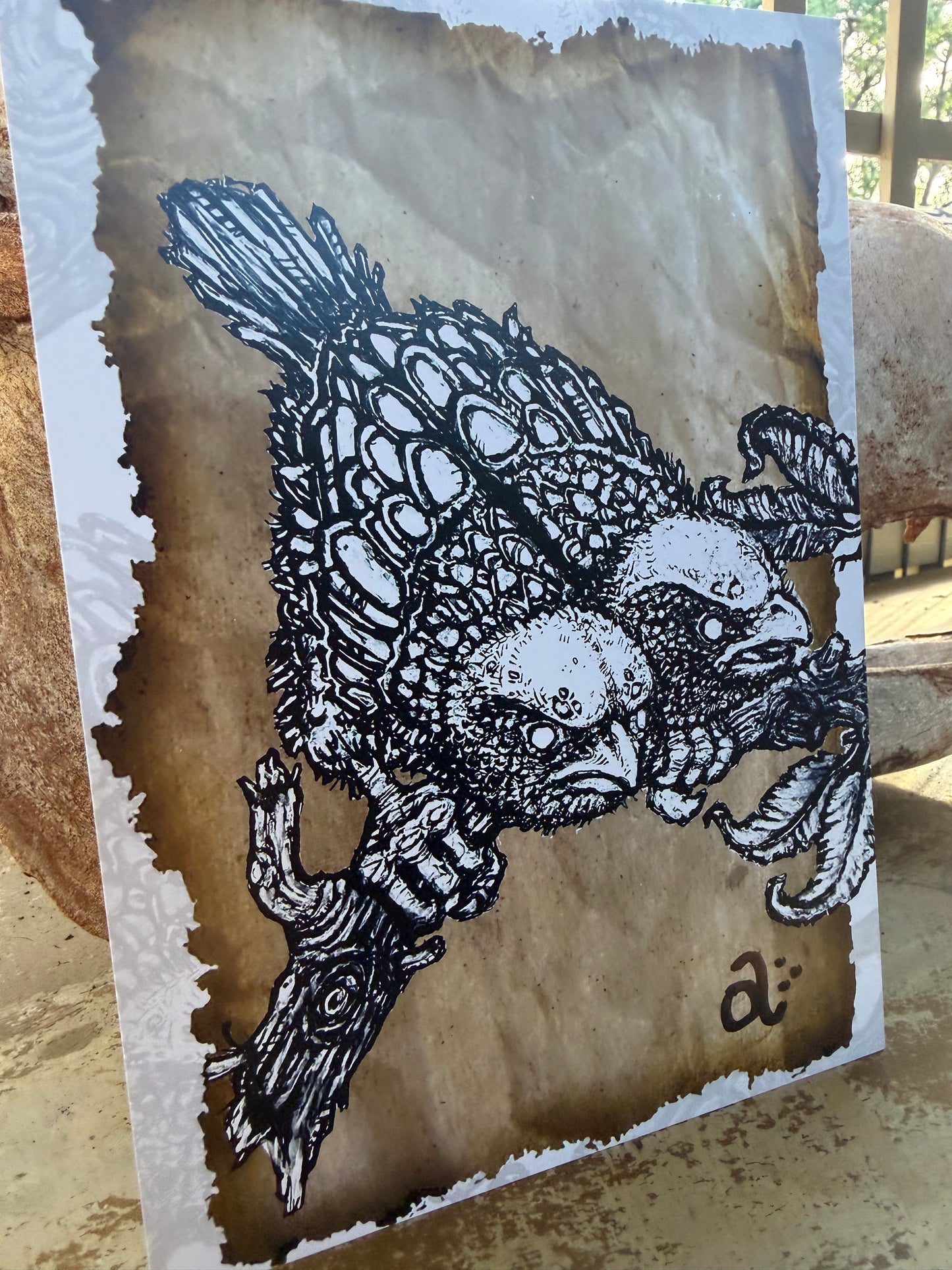 TWO HEADED BIRDY - Benny Apples a5 art print
