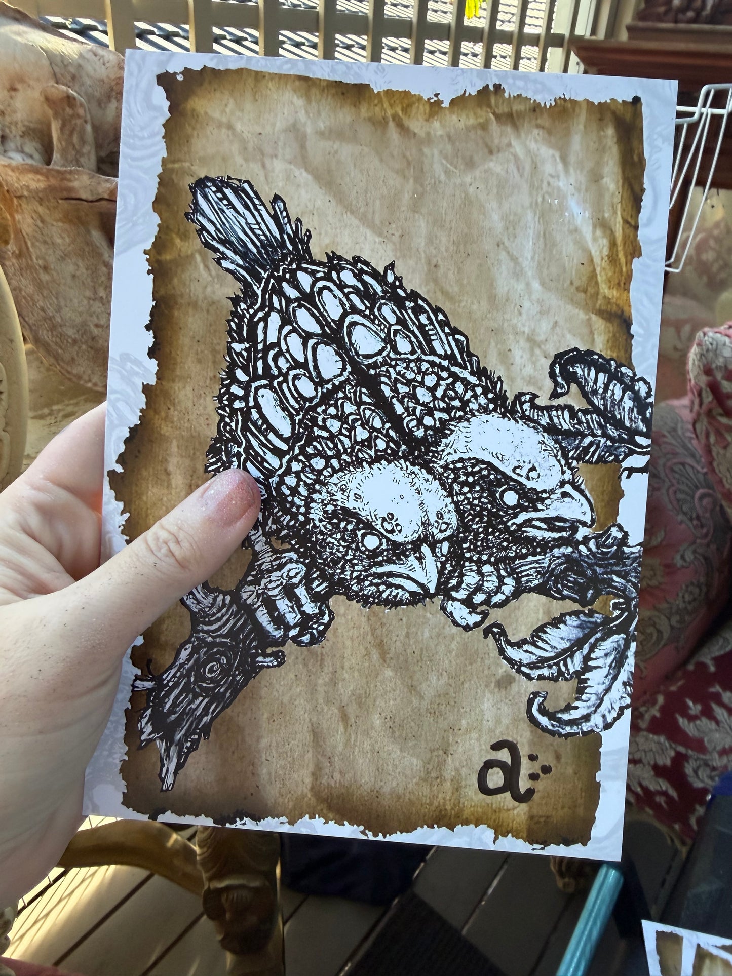 TWO HEADED BIRDY - Benny Apples a5 art print