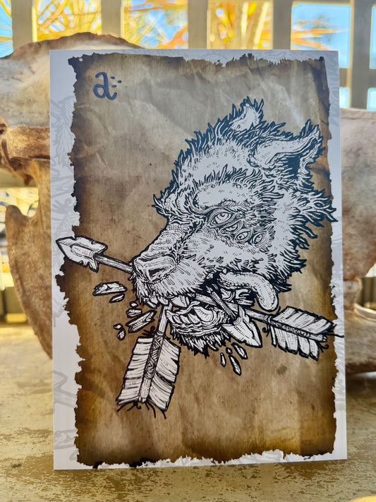 WOLF AND ARROW - Benny Apples a5 art print