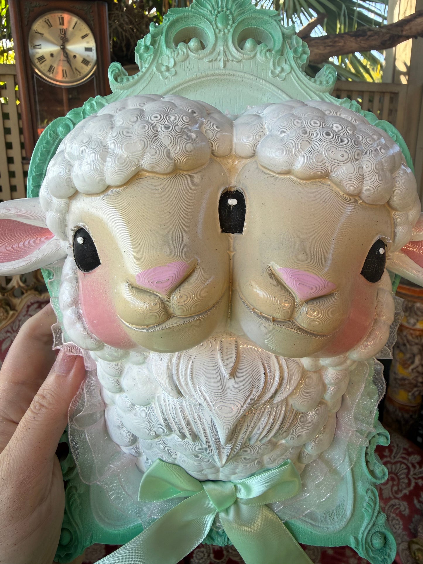 MINTY RAY OF SUNSHINE - 2 headed sheep wall plaque