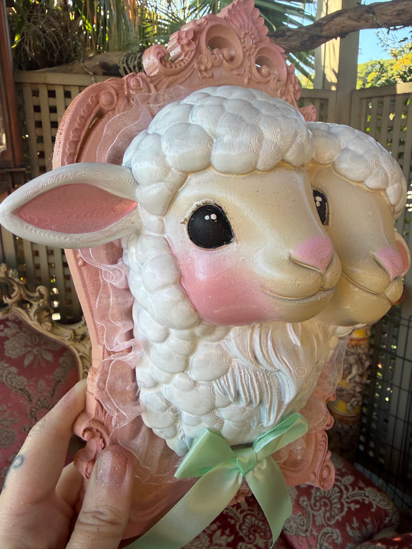PEACHY RAY OF SUNSHINE - 2 headed sheep wall plaque