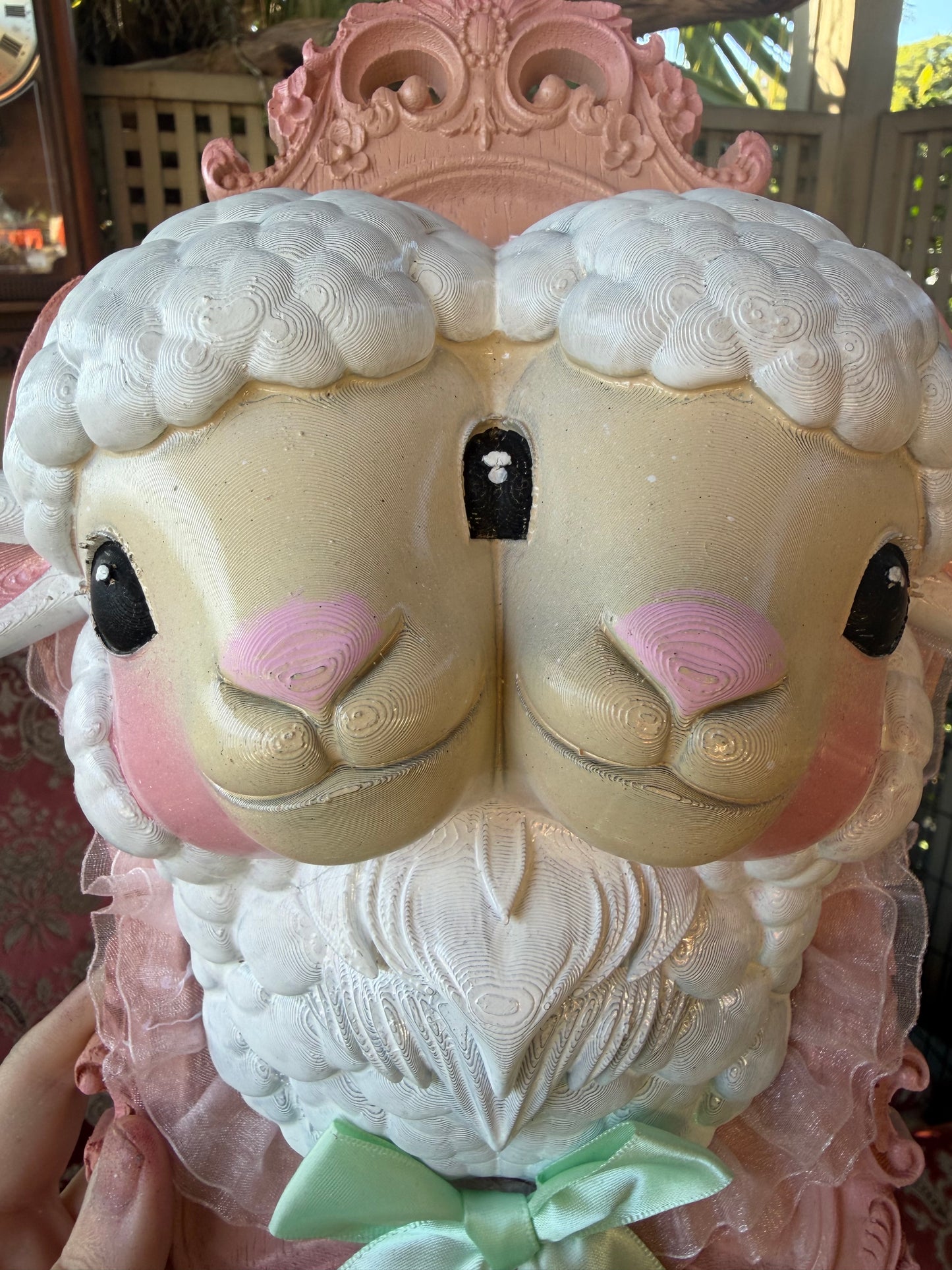 PEACHY RAY OF SUNSHINE - 2 headed sheep wall plaque