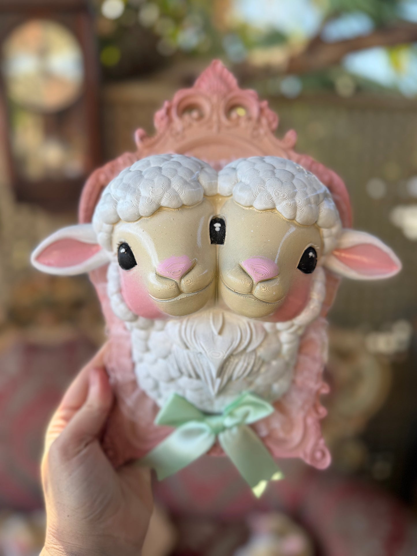 PEACHY RAY OF SUNSHINE - 2 headed sheep wall plaque