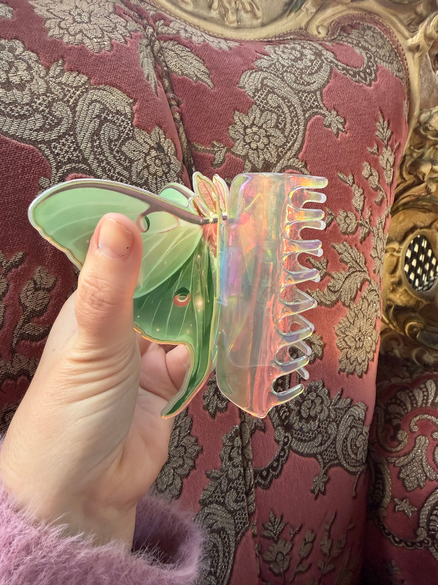 LUNA MOTH - iridescent cellulose hair clip
