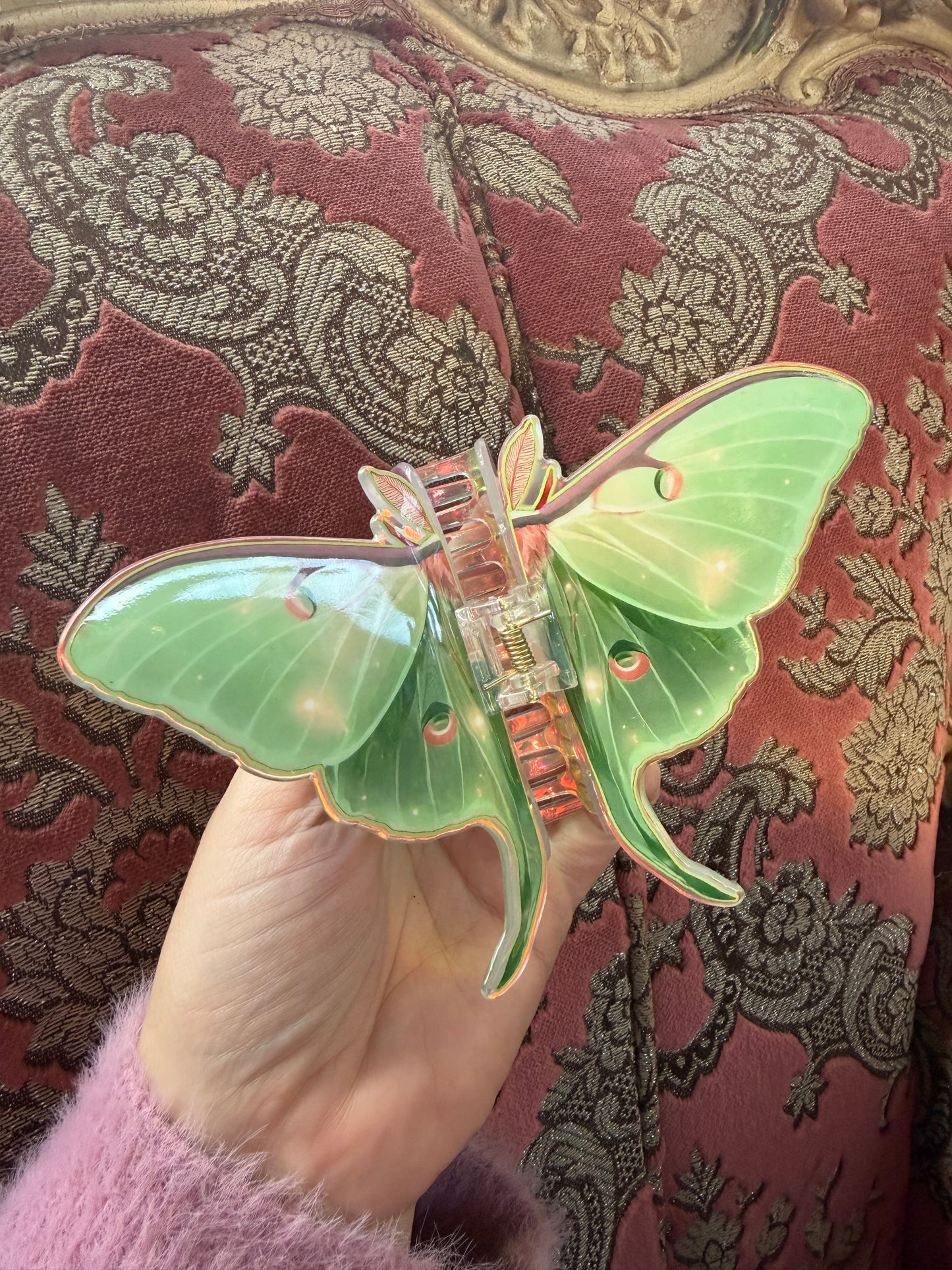LUNA MOTH - iridescent cellulose hair clip